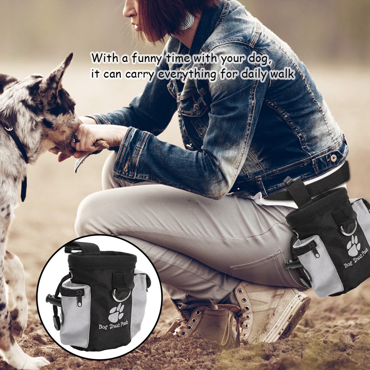 Pet Treat Pouch Dog Training Walking Bags Portable Detachable Pets Food Feed Pocket Puppy Snack Reward Waist Bag