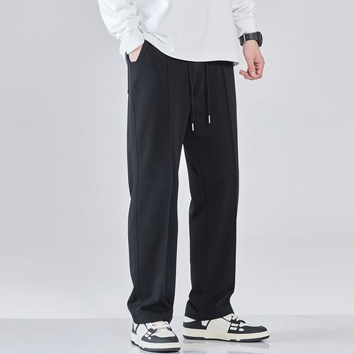 (Black)Oversized Sweatpants Joggers Men Baggy Cotton Casual Pants Drawstring Fit
