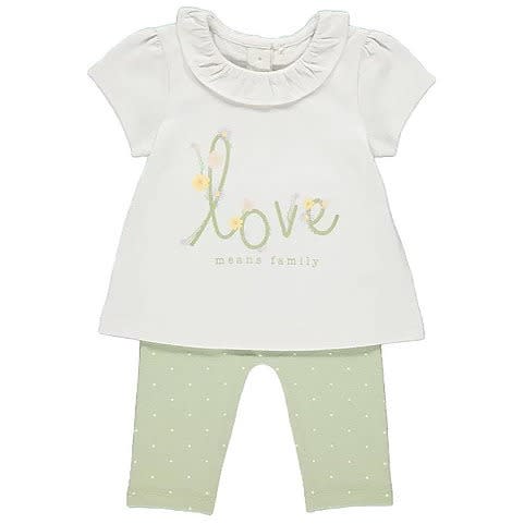 Love Means Family Slogan Print T-shirt And Leggings Outfit 0-3 Months