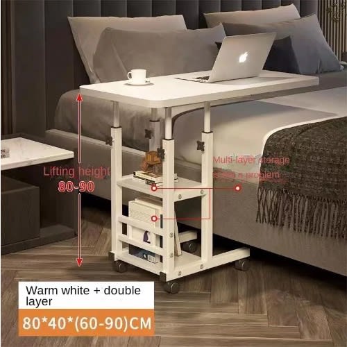 Moveable Bedside Table With Triple Holder And Rollers