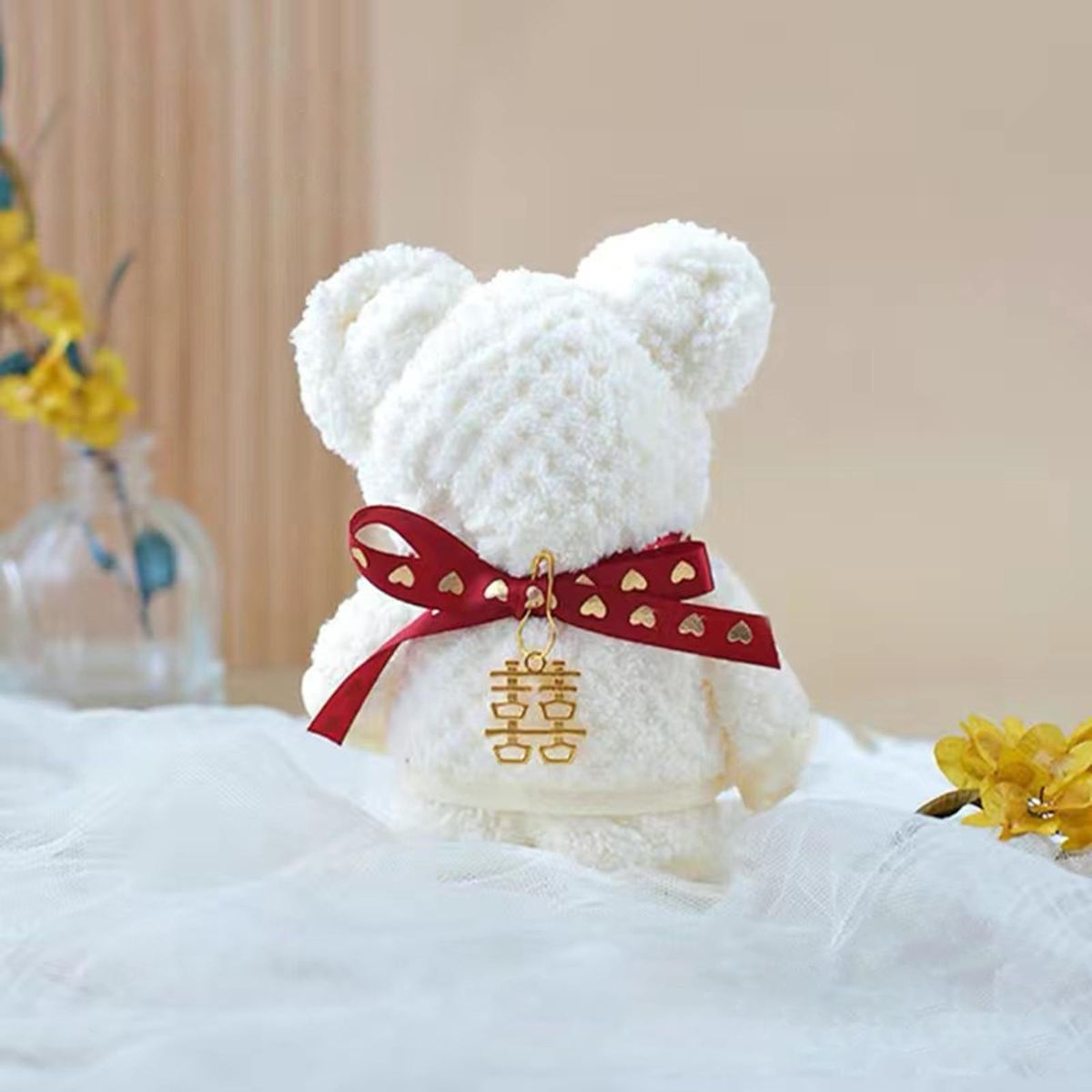 Bear Towels, Kitchen Household Towel, Cute High Red Ribbon