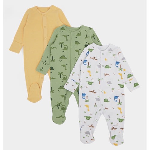 Baby Boys Cotton Sleepsuits - 3 Pack