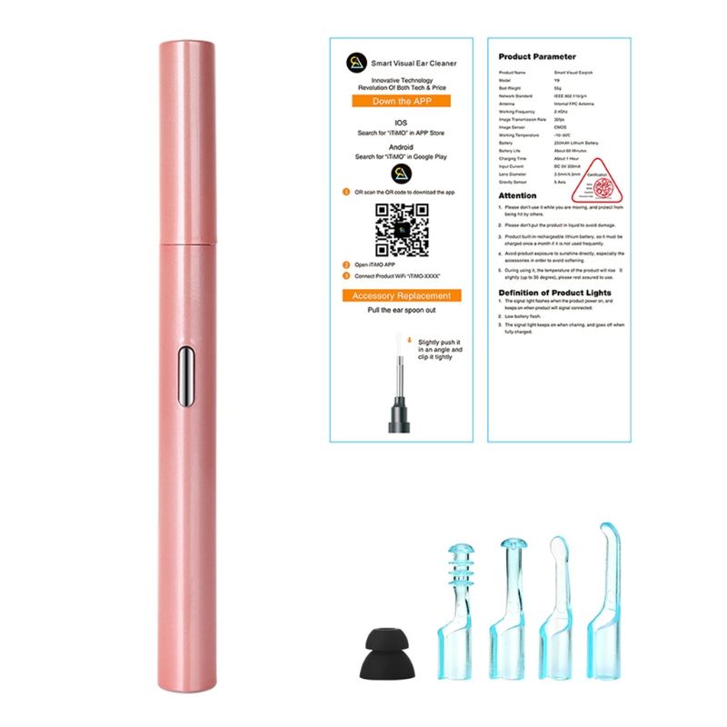 Ear Wax Removal Ear Cleaner Ear Camera WiFi Ear Endoscope IP67 Waterproof Otoscope Earwax Removal Kit For Smart Phones-PK-4.9mm