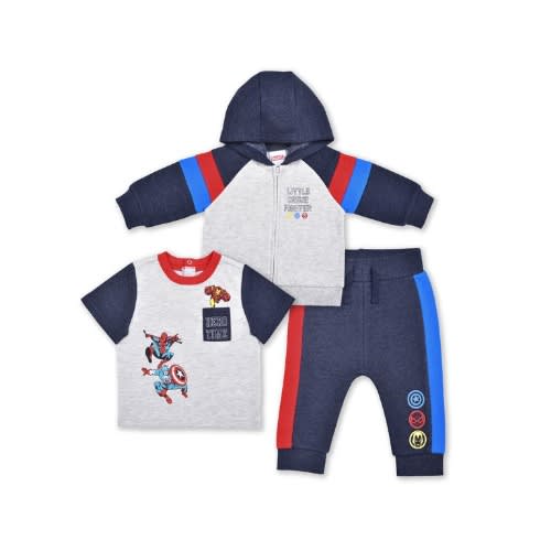 Super Heroes Avengers Set For Boys - Block Zip Hoodie, Tshirt & Joggers