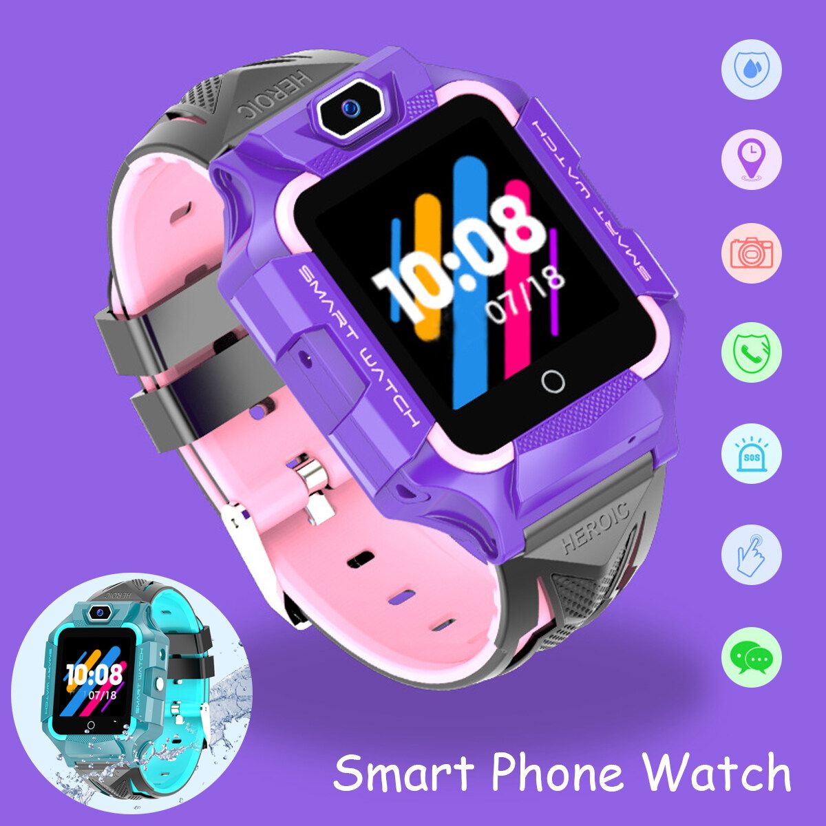 Smart Watch Phone IBS Position Tracker SOS Call Gifts For Child Kids Anti-lost Pink