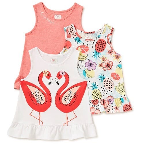 365 Kids Girls Summer Multi Pack Tank Top - 3 Packs