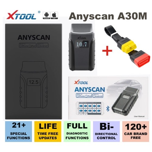 Xtool A30m Car Scanner 21 Resets With Obd Extension Cable  Lifetime Free Updates