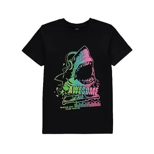 Awesome Rainbow Shark T-shirt -Black