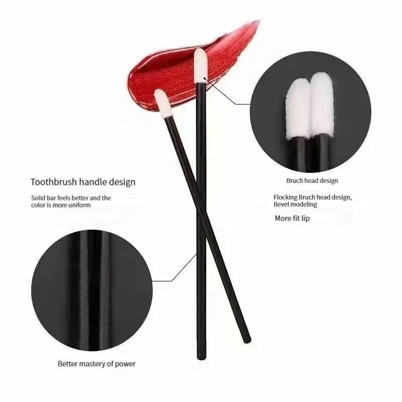 Disposable Lip Brush Border Lipstick Brush 50 PCs Flocking Lip Gloss Brush Beauty Tool