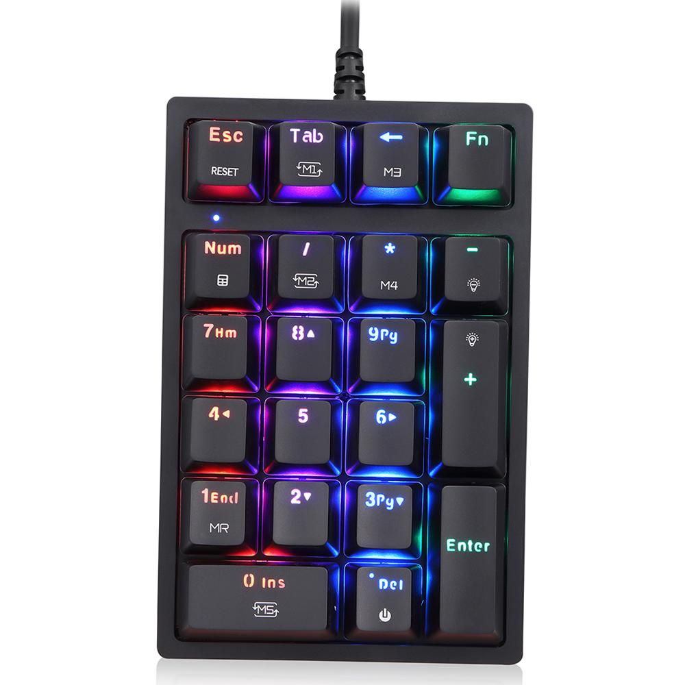 Motospeed K24 Numeric Mechanical Keyboard 21 Keys USB Wired Keyboard with 13 RGB Light Effects OUTEMU Red Switch