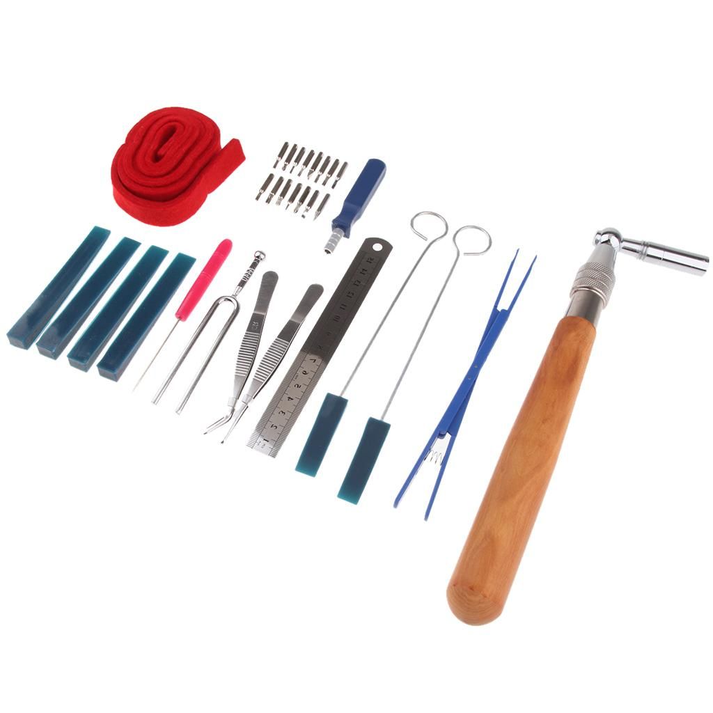 30 Pieces Professional Piano Tuning Kit Hammer Temperament Strip Mutes