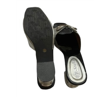 Female Heeled Slippers - Silver