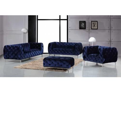 Blue Chesterfield Deluxe 6 Seater Sofa Set