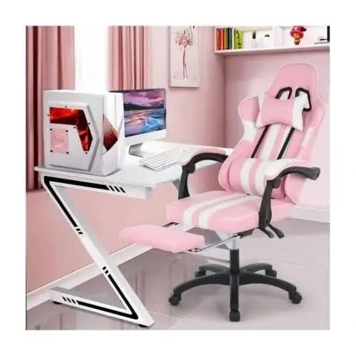 Executive Office Gaming Chair + Gaming Desk - Pink