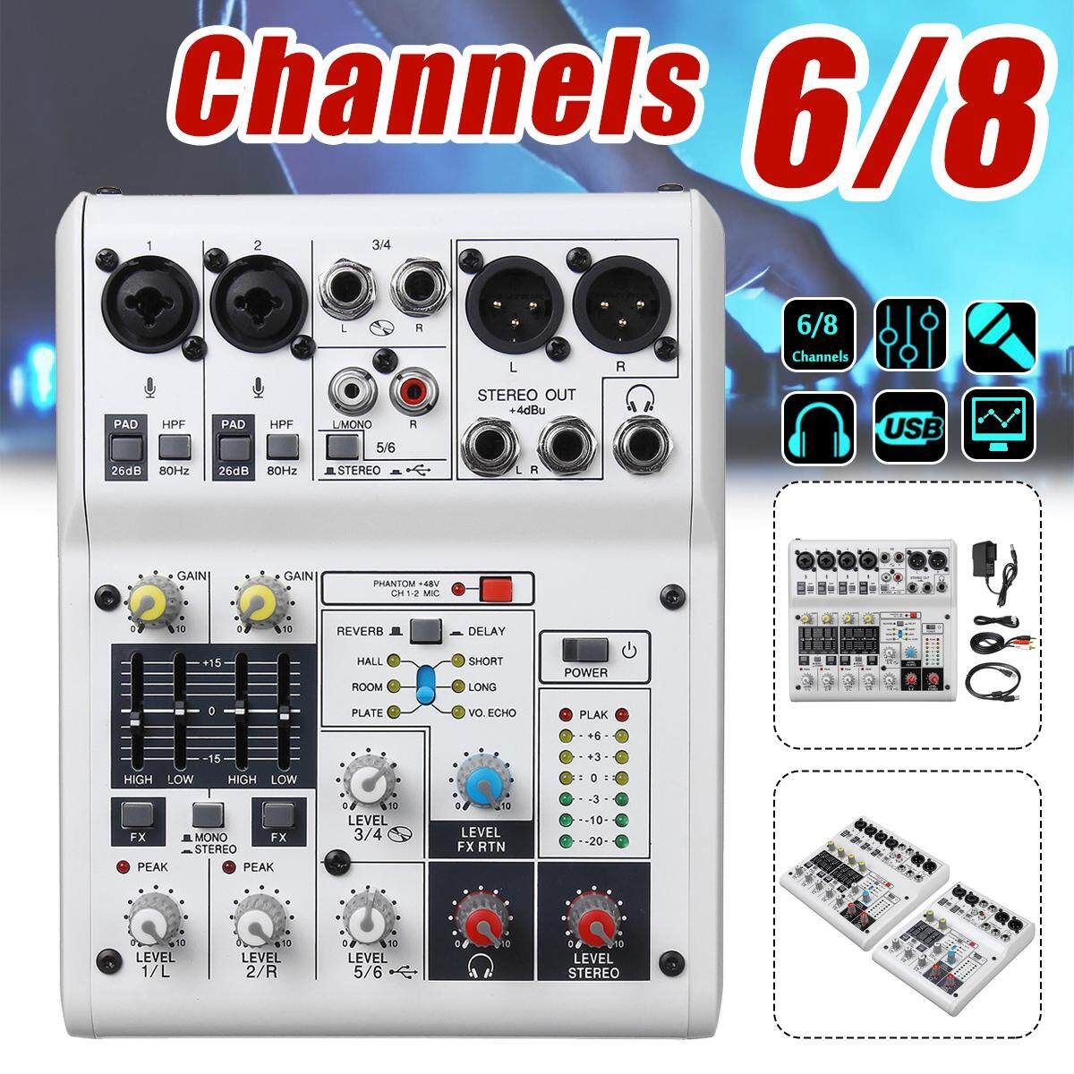 6/8 Channels Live Studio Audio Mixer Sound Mixing USB P0wer Console 48V Dark Grey