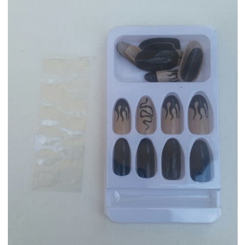 Trinique Black Flame On Black & Nude Press On Nails - 24pcs