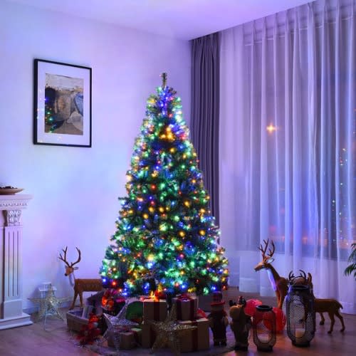 7ft Xmas Tree + Free Colour LED Lights + Balls For Decoration