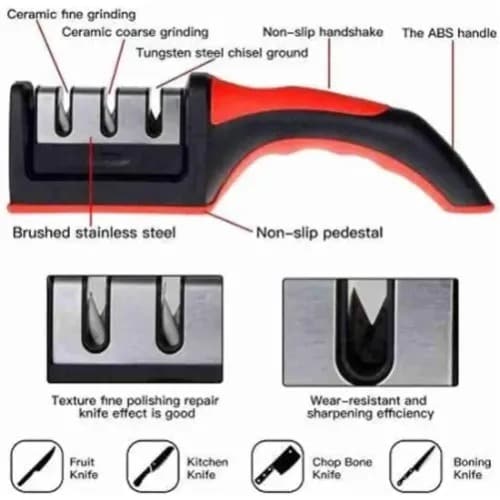 3 Stage Advanced Manual Kitchen Knife/ Scissors Sharpner - 80*60cm
