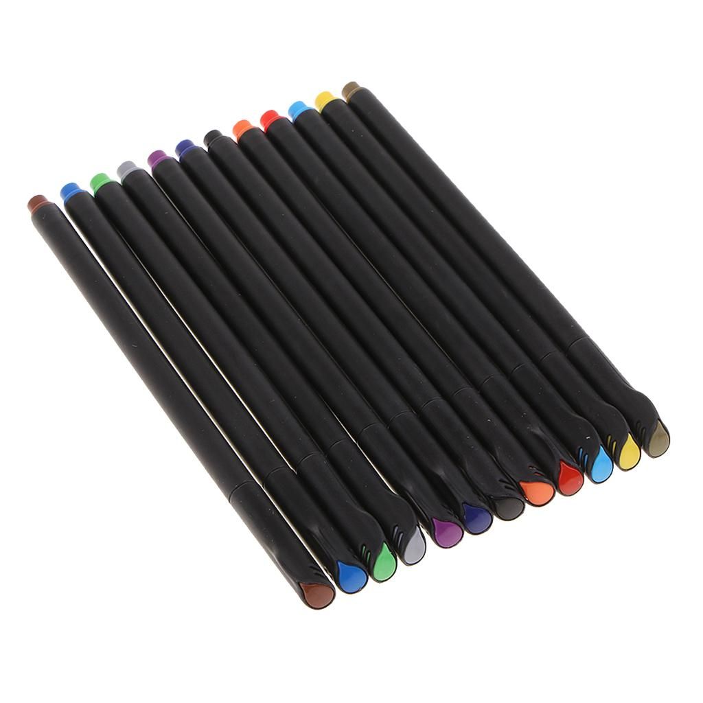 Water Based  Pens Fineliner 12 Color Pen Set Colored Fine Line