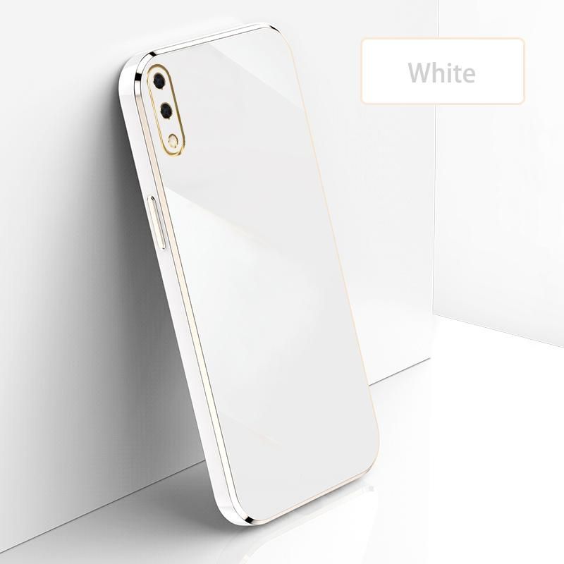 Ultra Thin Plating Phone Case for Samsung Galaxy A01 Lens Protection soft Phone Back Cover-White