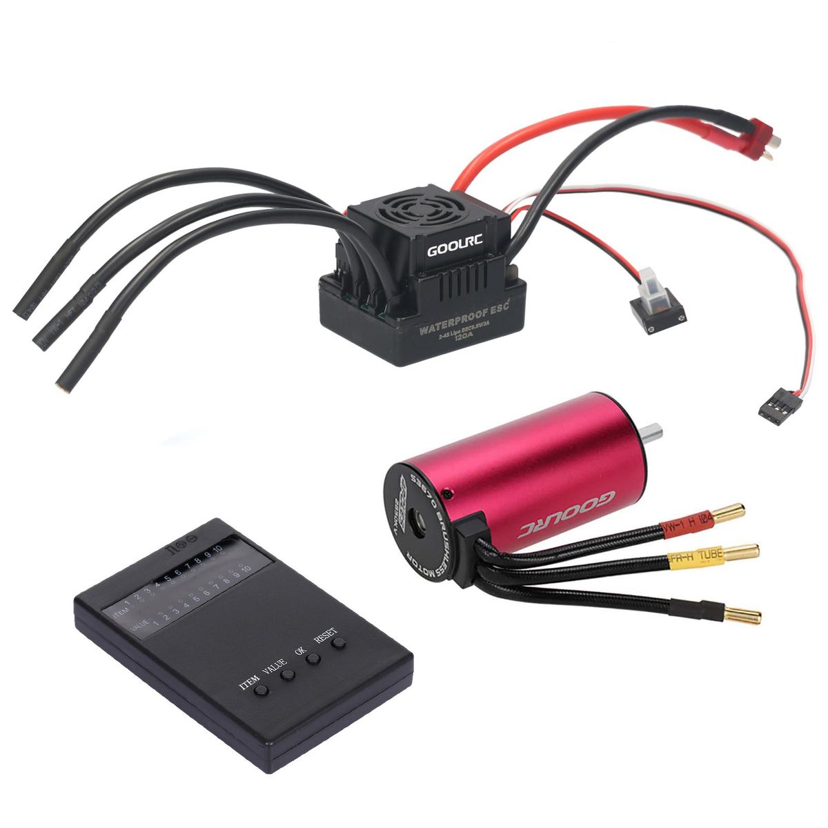 GoolRC S3670 2850KV Sensorless Brushless Motor 120A Brushless ESC and Program Card Combo Set for 1/8 RC Car Truck