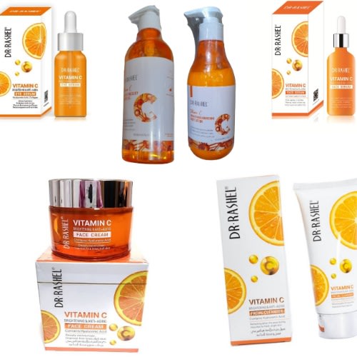 Vitamin C Shower Gel 500ml + Body Lotion 300ml + Cleanser 100ml + Eye serum & Face Cream 50g