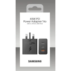 Samsung Pd 65w Trio Power Adapter With usb type c x 2 ports, usb A port,Fast Charges