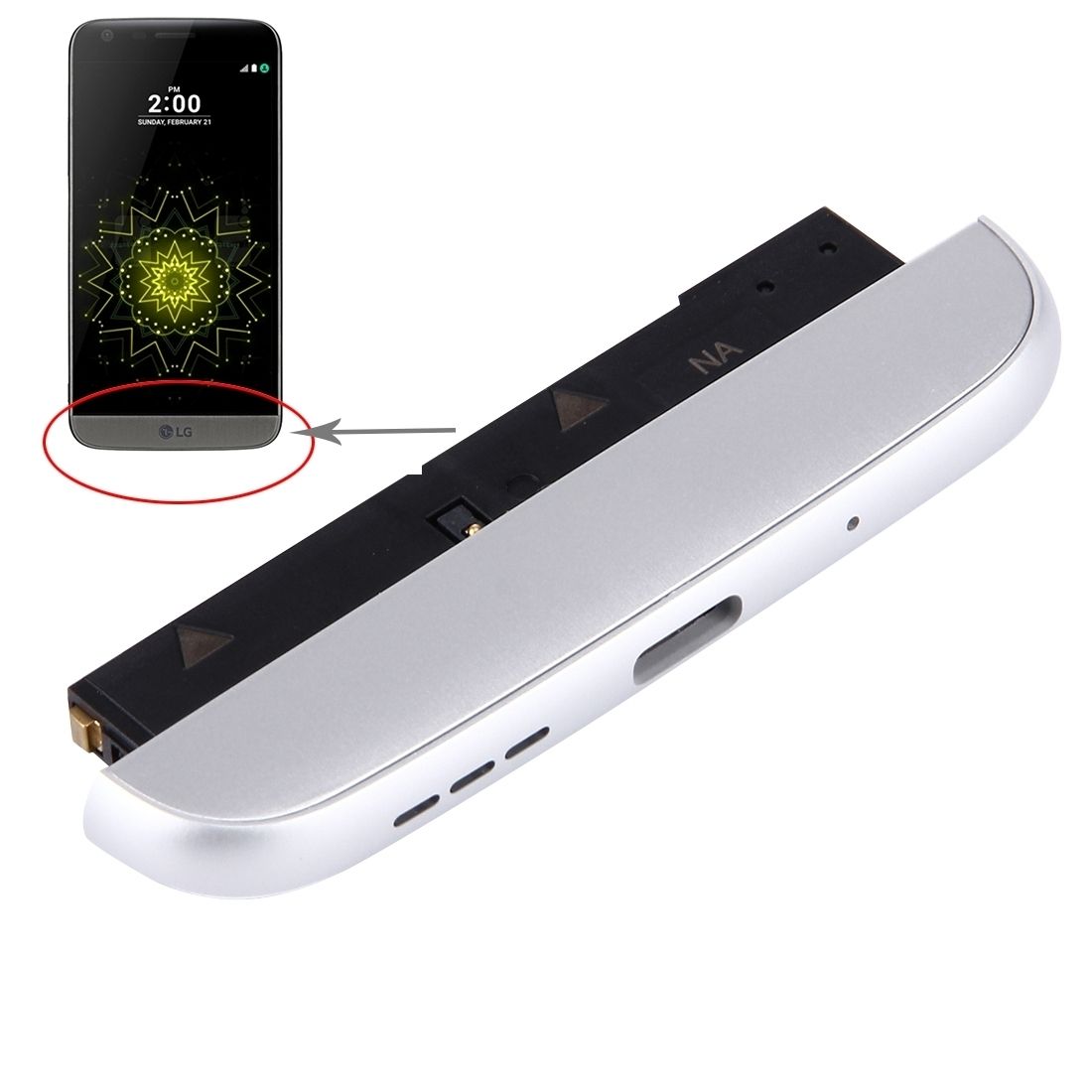 (Charging Dock + Microphone + Speaker Ringer Buzzer) Module For LG G5 / H858(Silver)