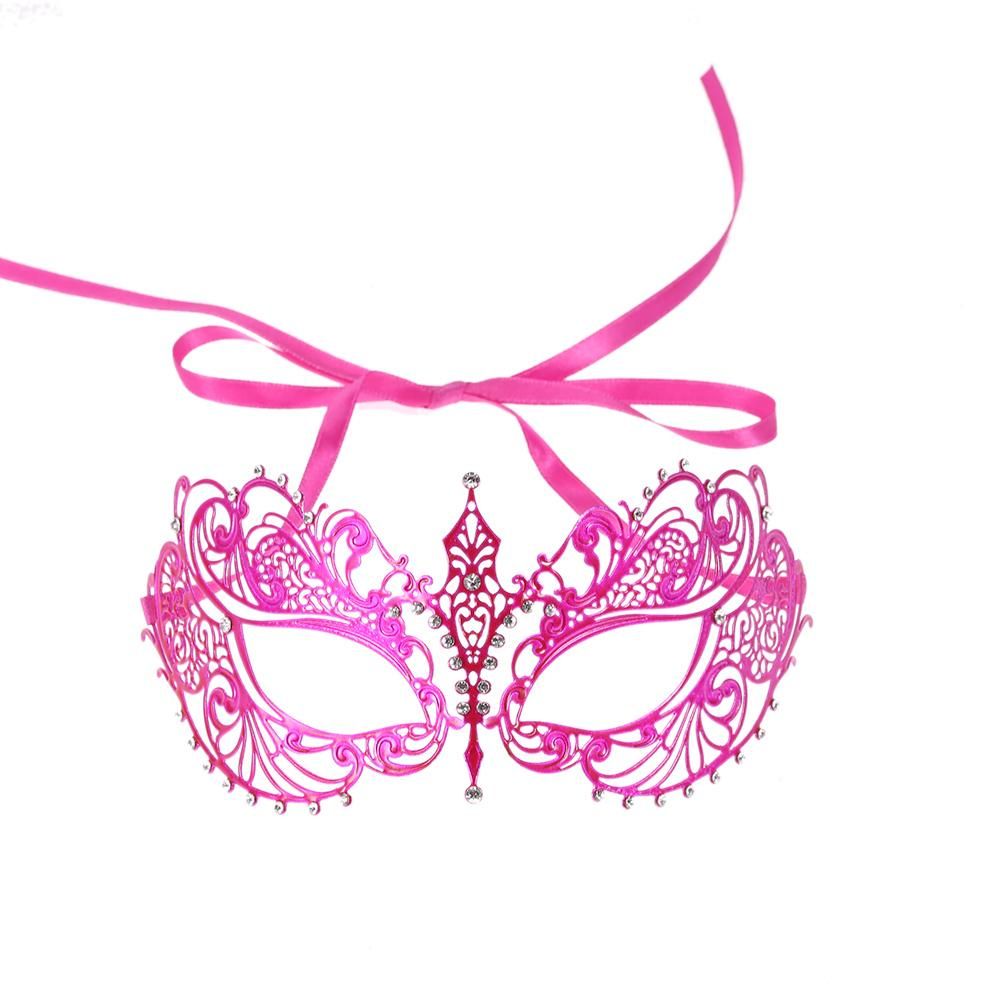 FESTNIGHT Elegant Rose Laser Cut Metal Half Mask with Rhinestones Masquerade Ball Halloween Mask Fancy Gift