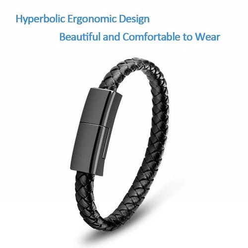 Micro USB Bracelet Durable Leather Charging Cable Data For Android