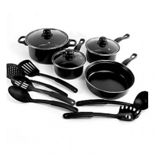 Set Of 3 Cooking Pot, Fry Pan And Spoons