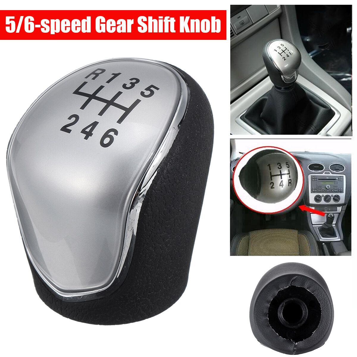 6 Speed Gear Shift Knob For Ford Mondeo IV Mk4 S- - Kuga Transit Connect 5 Speed