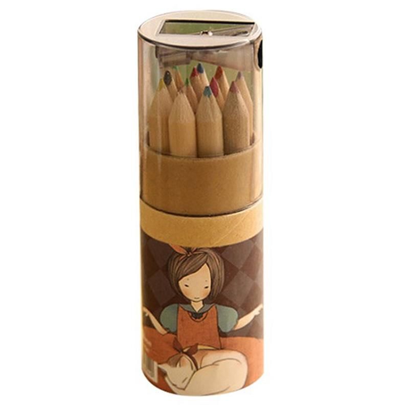 12Pcs / Set of Cute Cute Girls Wooden Colored Pencils for