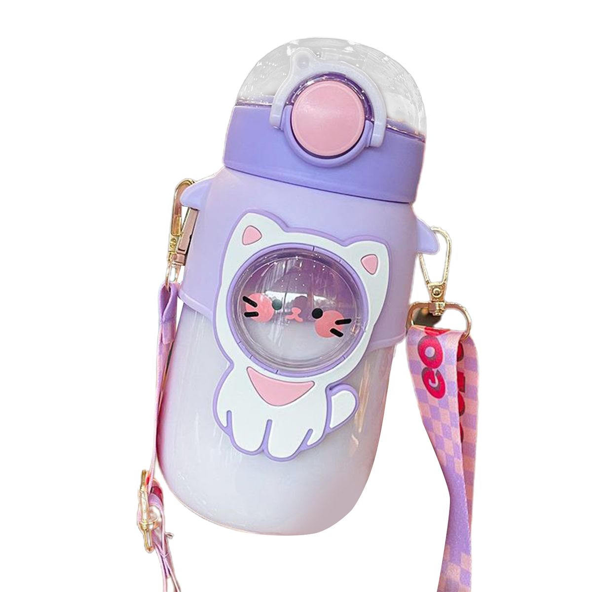 Water Tumbler Kawaii Children Straw Water Cup Purple