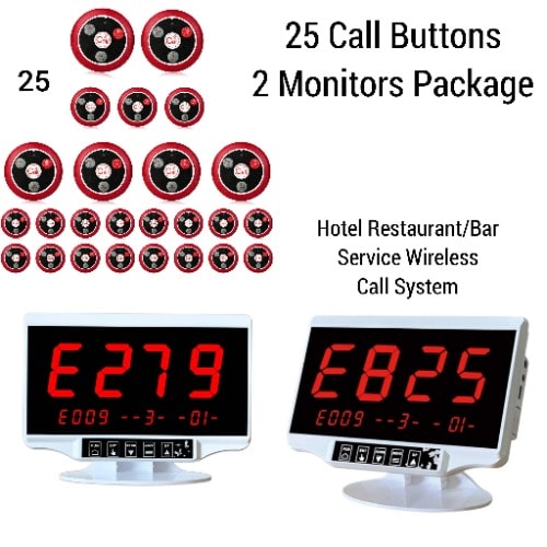Hotel Restaurant/bar Waiters/customers Service Wireless Call System 25buttons/2monitors Pa