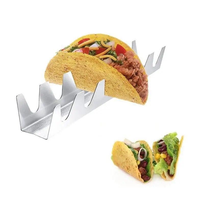 Creative Convenient Chic Stainless Steel Taco Holder Stand Tray Rack Oven Dishwasher Safe Restaurant Kitchen Accessories
