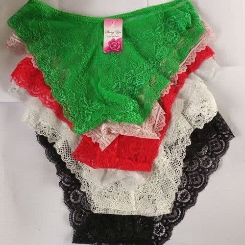 V- Shape Low Waist Lace Panties - 6 Set