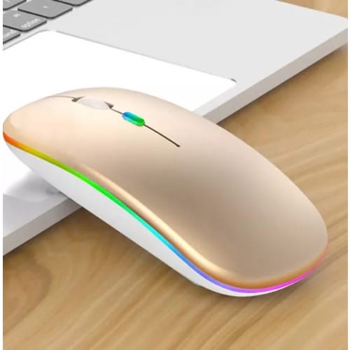 Led Gaming Rechargeable Wireless Mouse- Gold