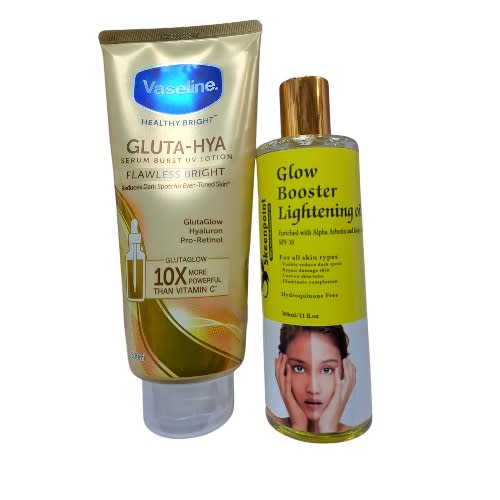 Vaseline Gluta-hya Flawless Bright 330ml And Glow Booster Lightening Oil 300ml