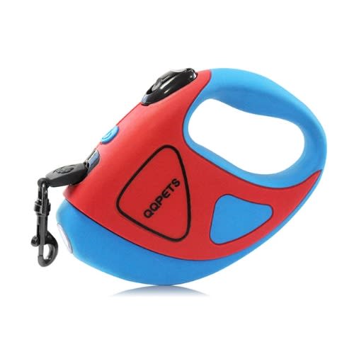 Retractable Dog Leash With Led Light - Red & Blue