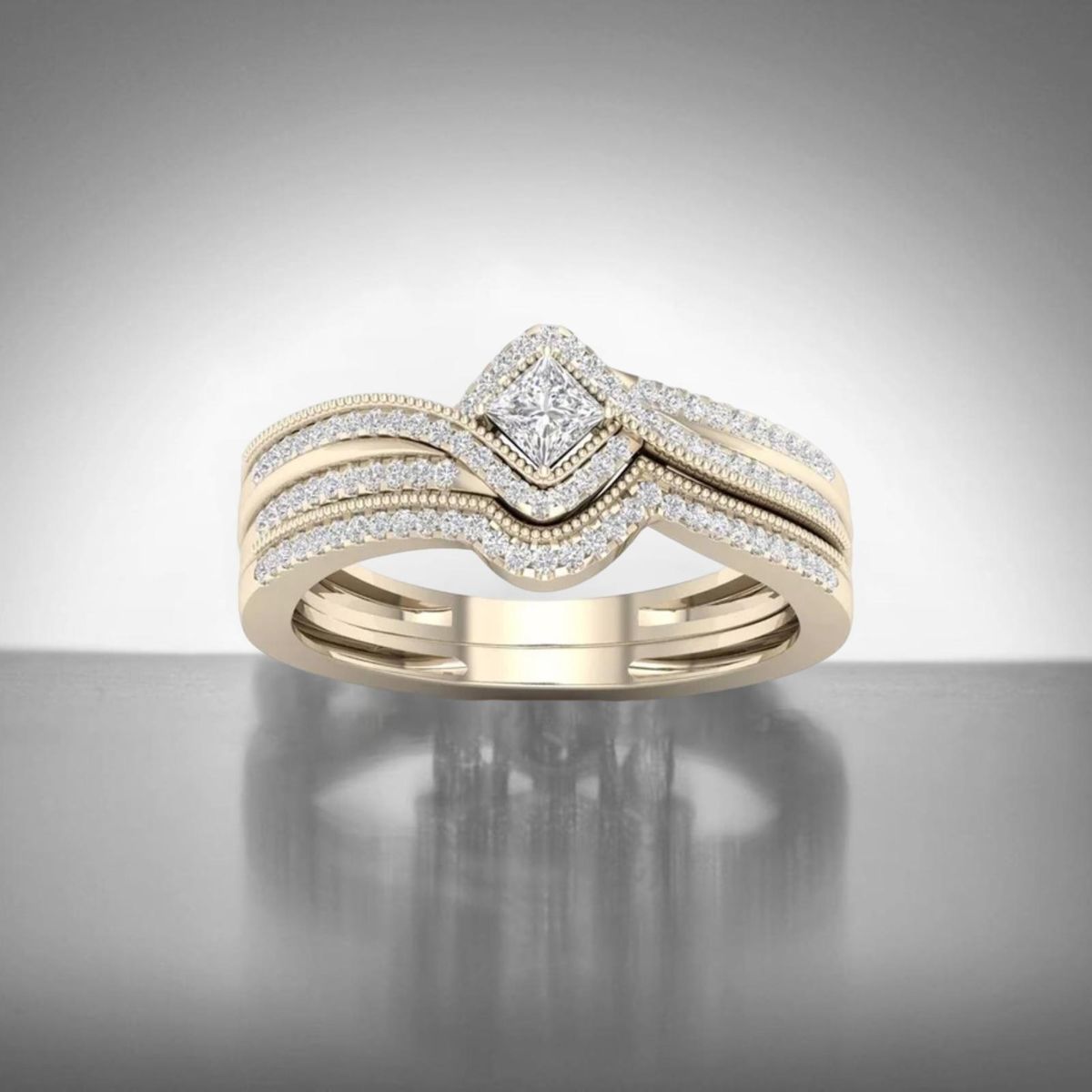 Engagement Ring Cubic Zirconia Ring Party Clothes Accessories Golden