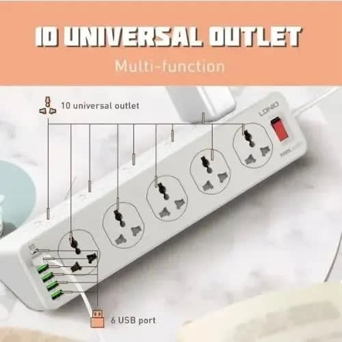 Universal 10 Port + 5 USB Power Socket Pd & qc3.0