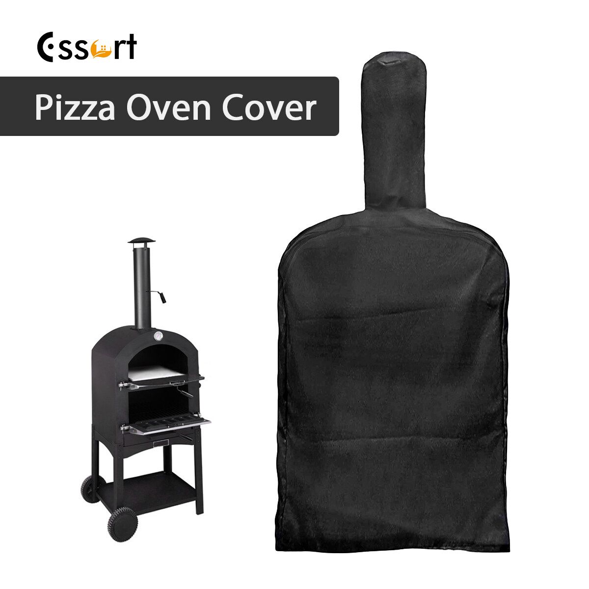 Outdoor Pizza Oven Rain Cover For Pizza Oven Outdoor Atmospheric Agents Wood-Fired Charcoal Fired Pizza Oven Bread Smoker Barbecue 160x37x50cm Black