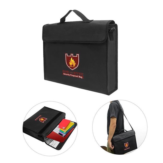38*28*7.5cm Fireproof Money Document File Bag Pouch Cash Cards