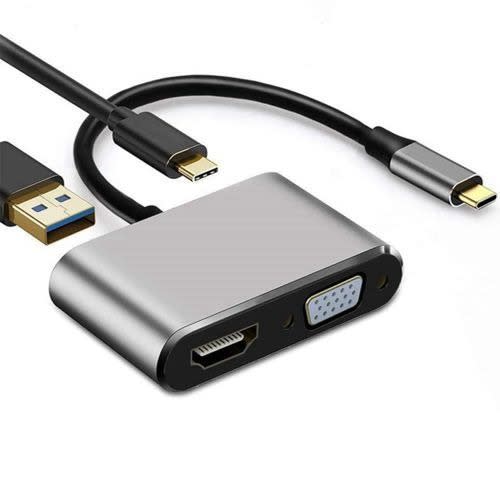 Usb Type-c To Hdmi And Vga 4k 4-in-1 Type C Adapter Hub