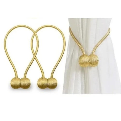 Magnetic Curtain Tiebacks - 2 Pieces   - Gold
