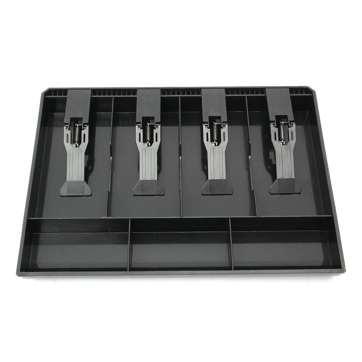Cash Coin Register Replacement Money Drawer Storage Box With 4 Bill 3 Coin Trays Black Black (black)