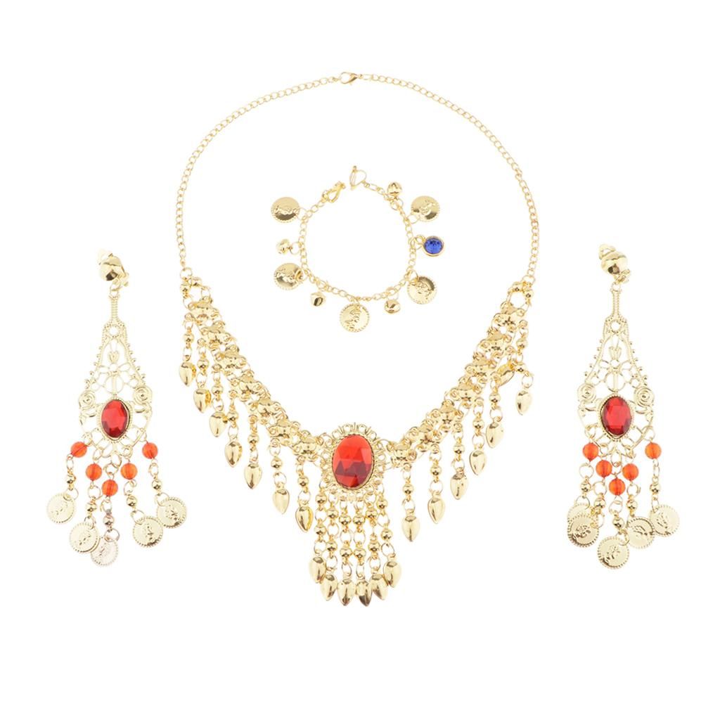 Belly Dance Ethnic Jewelry Set Necklace Nose Chain Earring