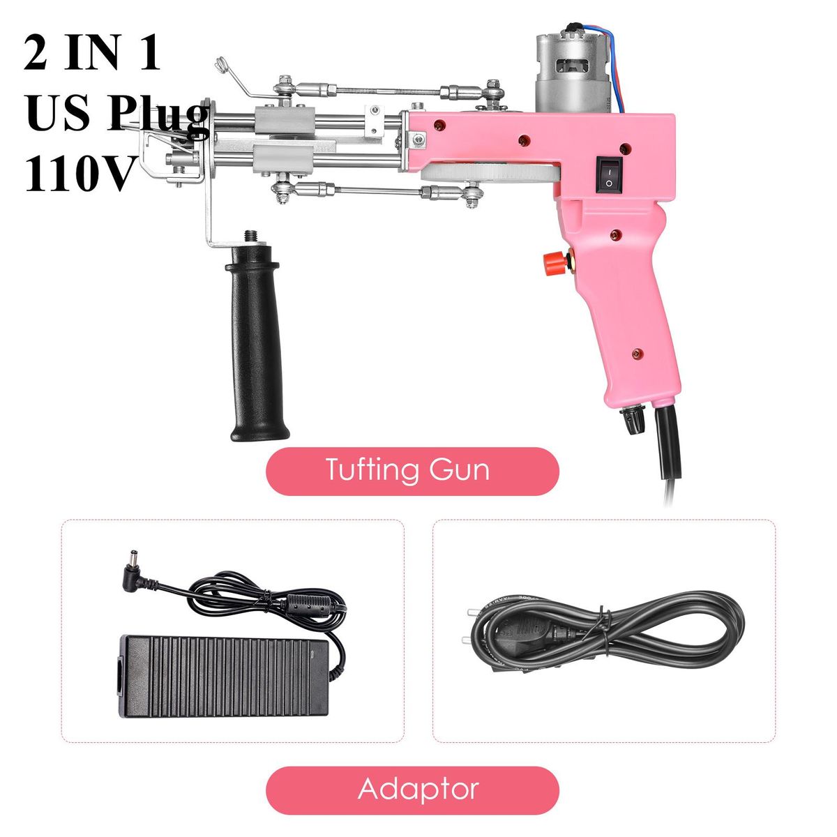 2 In 1 Tufting Gun Can Do Cut Pile And Loop Pile Electric Carpet Rug Guns, Carpet Weaving Knitting Machine With 5-40 Stitches