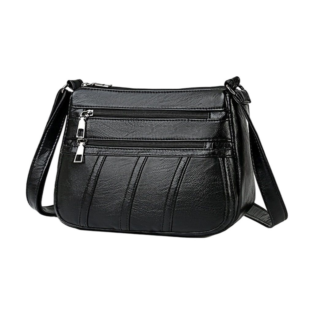 Ladies Cross Body Bag PU Leather Messenger Bag Shoulder Handbag Black